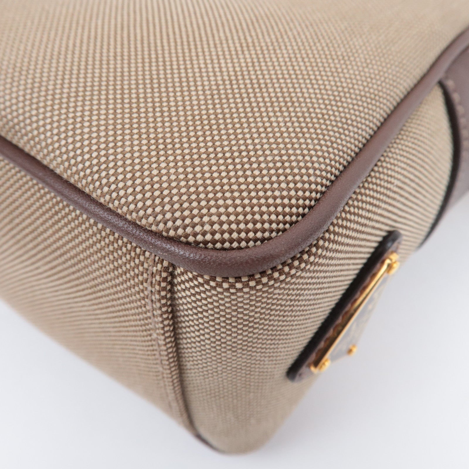 PRADA Logo Jacquard Shoulder Bag Beige