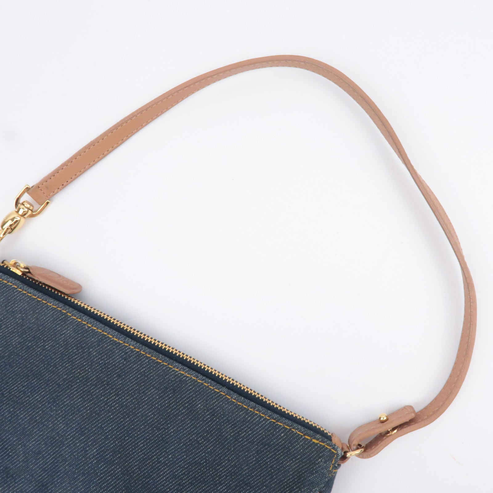 Christian Dior Denim Saddle Pouch Navy Brown
