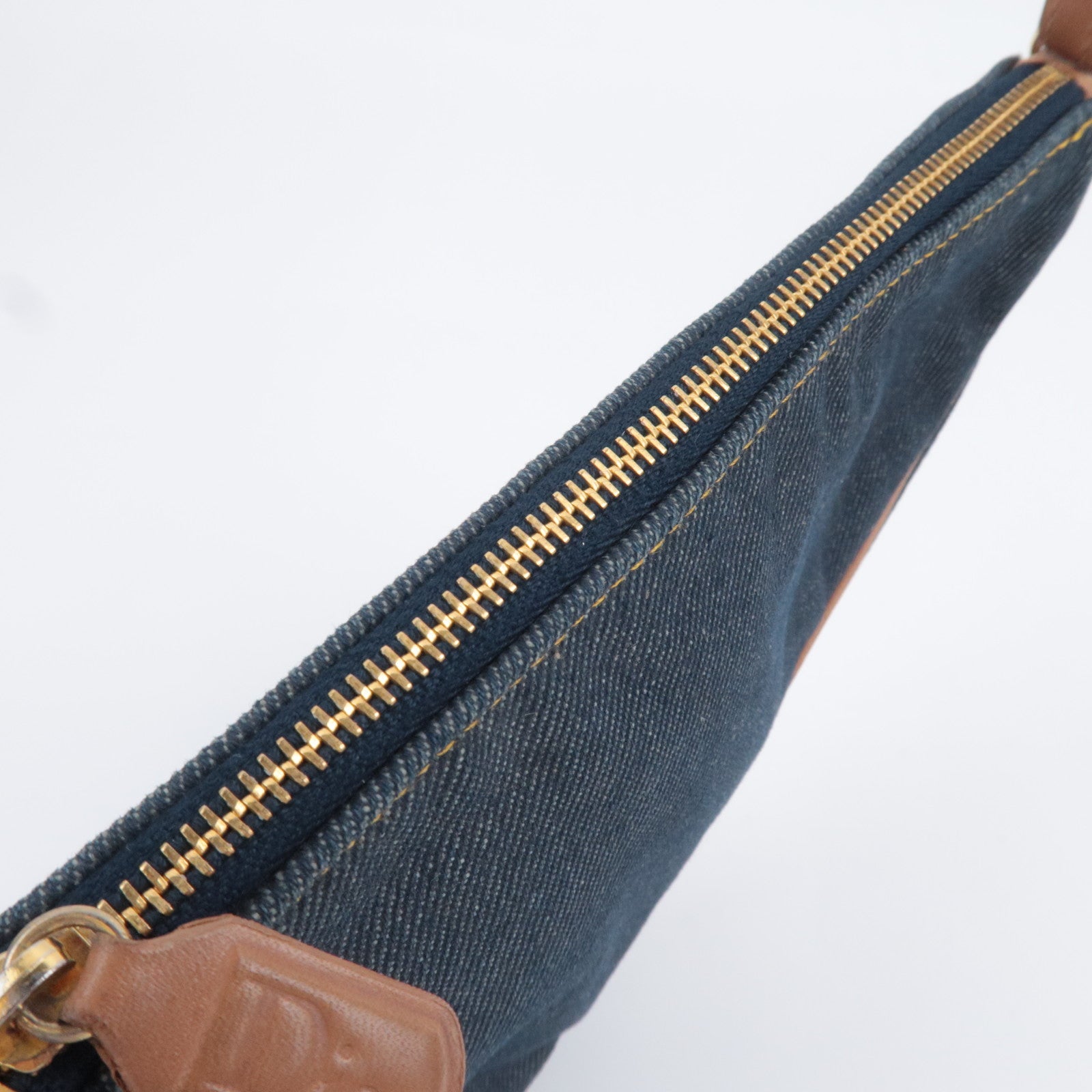 Christian Dior Denim Saddle Pouch Navy Brown