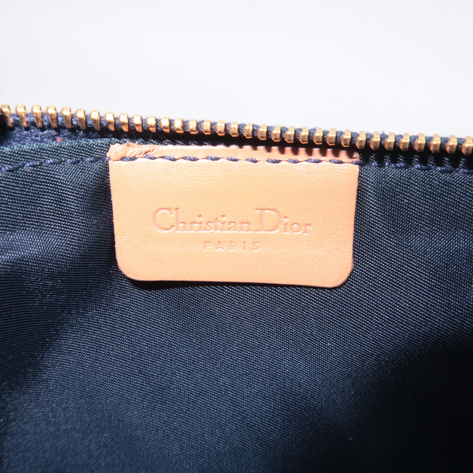 Christian Dior Denim Saddle Pouch Navy Brown