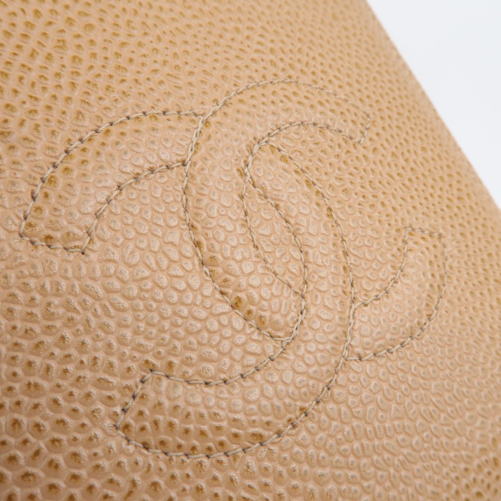 CHANEL Coco Mark Caviarskin Wallet Beige