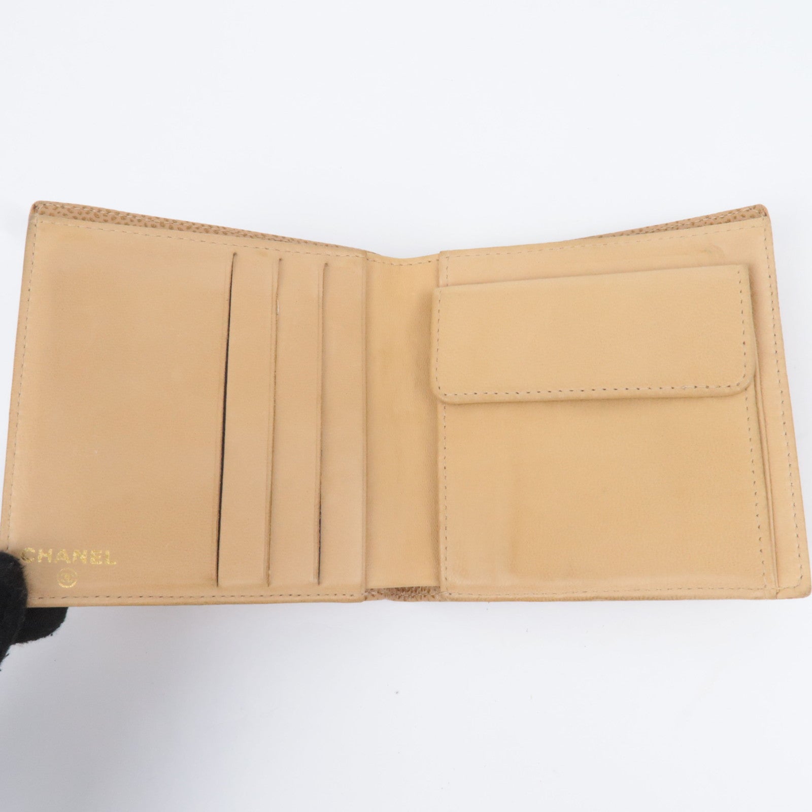 CHANEL Coco Mark Caviarskin Wallet Beige