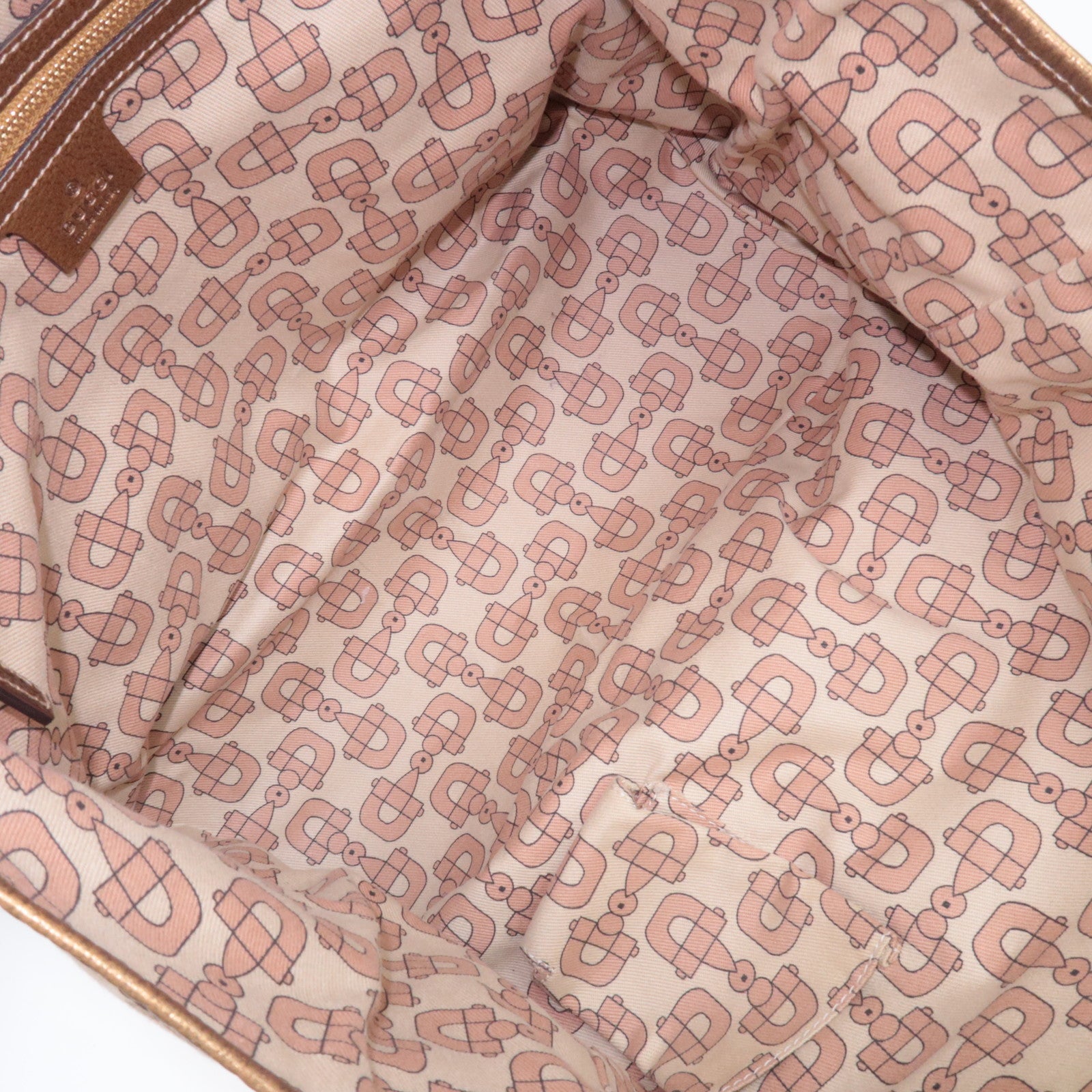 GUCCI Sherry GG Canvas Tote Bag Beige Gold 139260