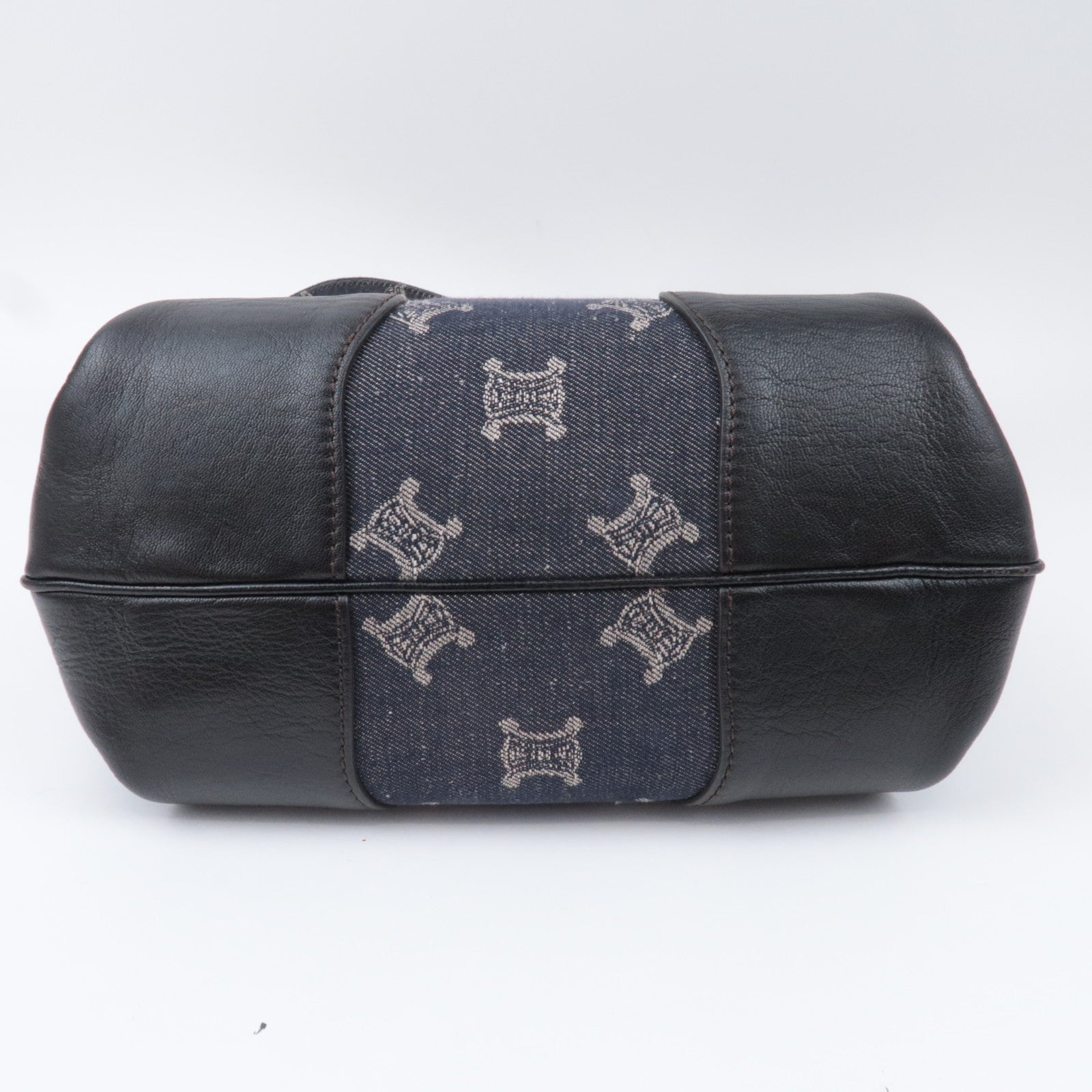 CELINE Paris Macadam 2Way Denim Leather Handbag Navy Black *Strap, Clochette
