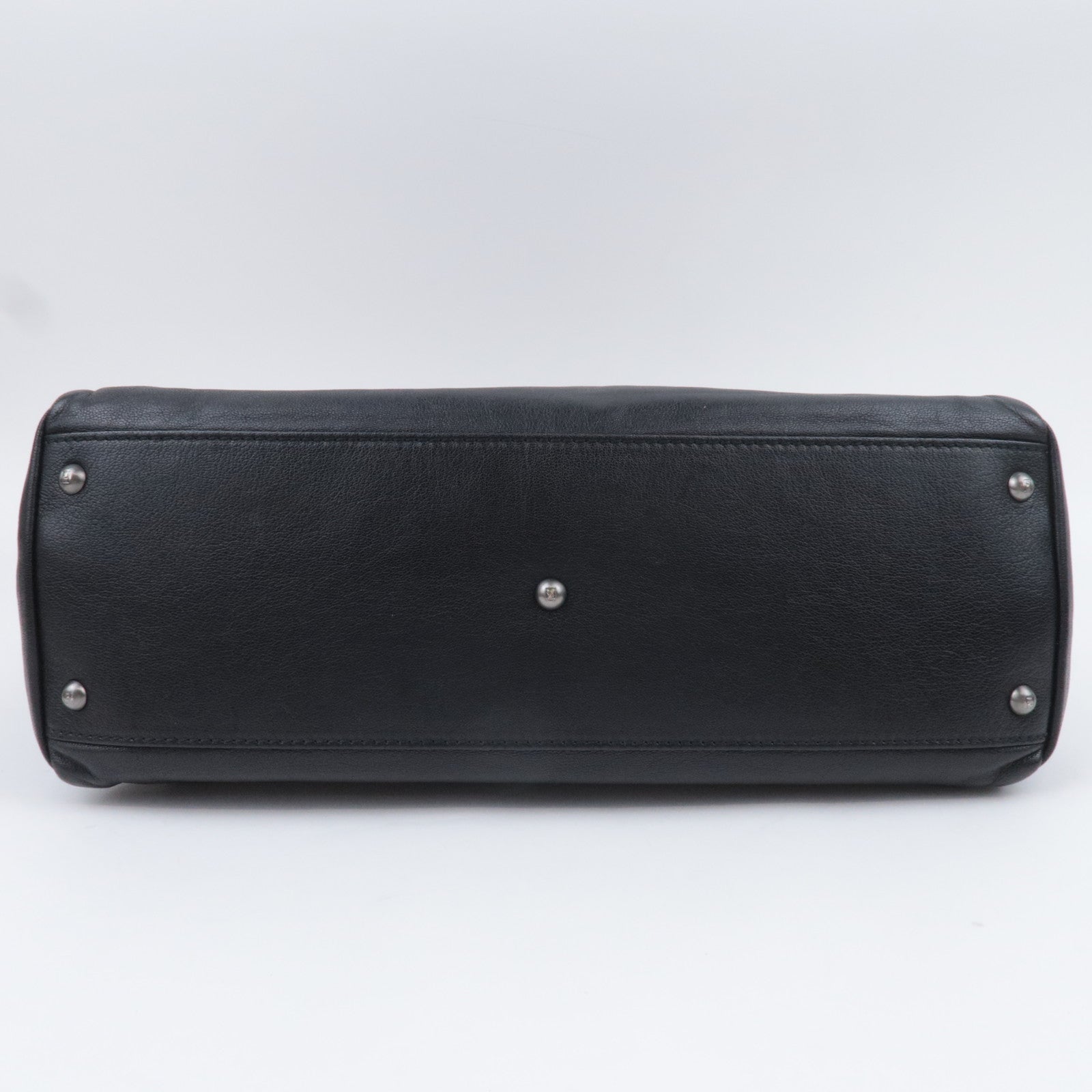 FENDI Peekaboo Large 2Way Leather Handbag Black 8BN210