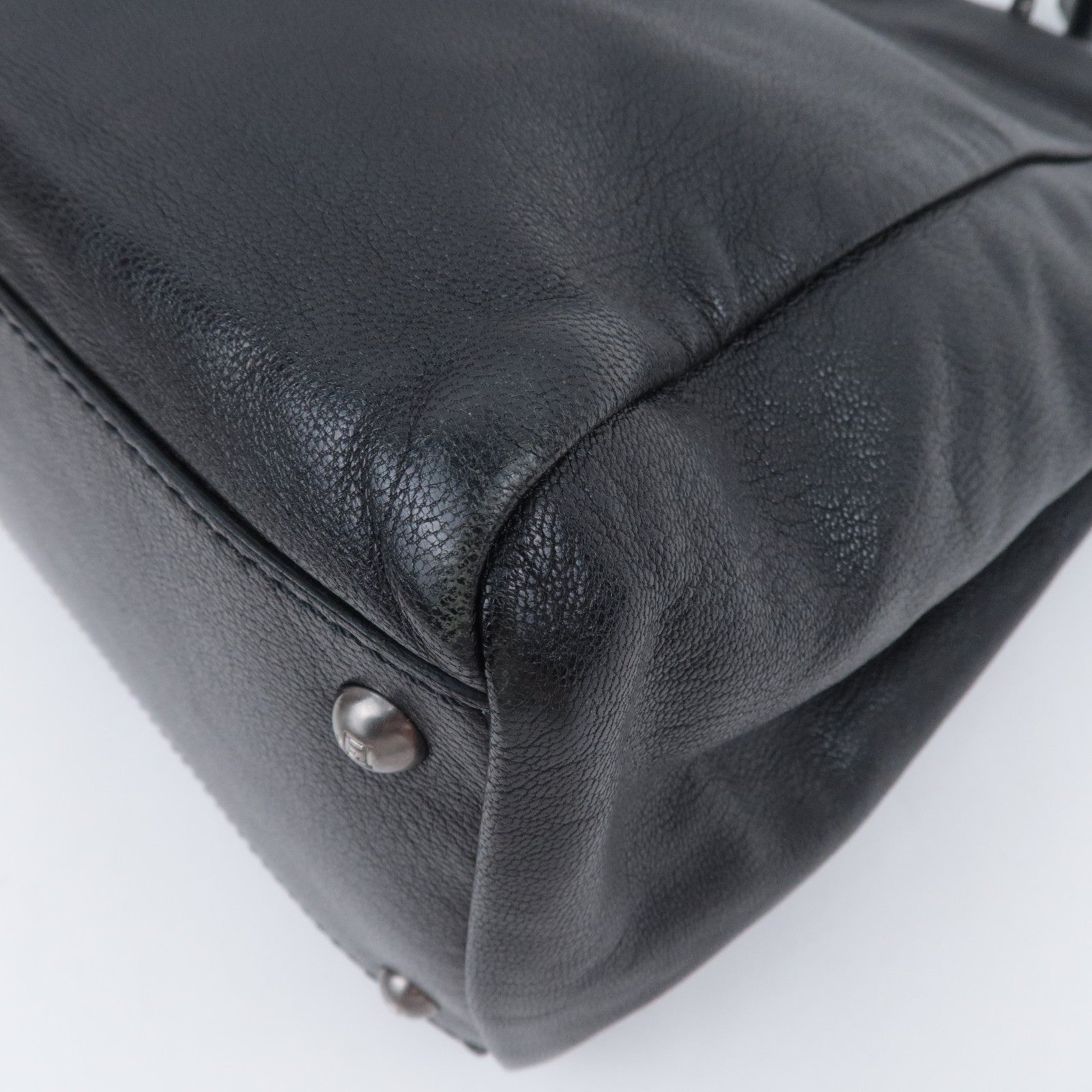 FENDI Peekaboo Large 2Way Leather Handbag Black 8BN210