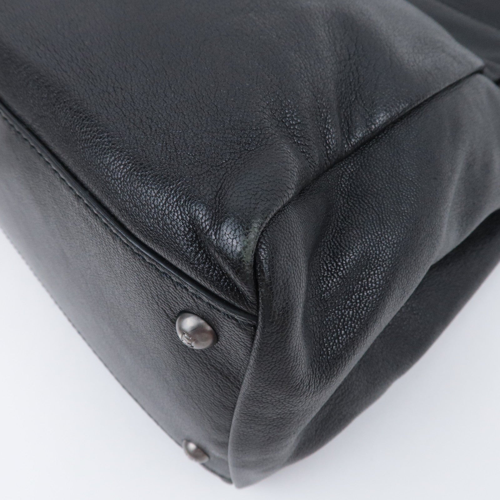 FENDI Peekaboo Large 2Way Leather Handbag Black 8BN210