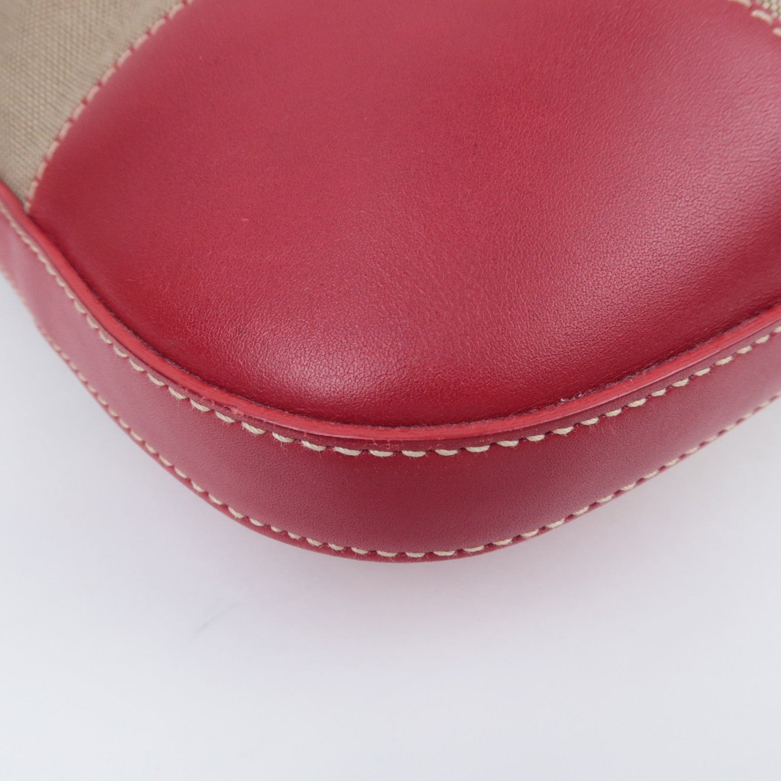 PRADA Logo Jacquard Shoulder Bag Beige Red