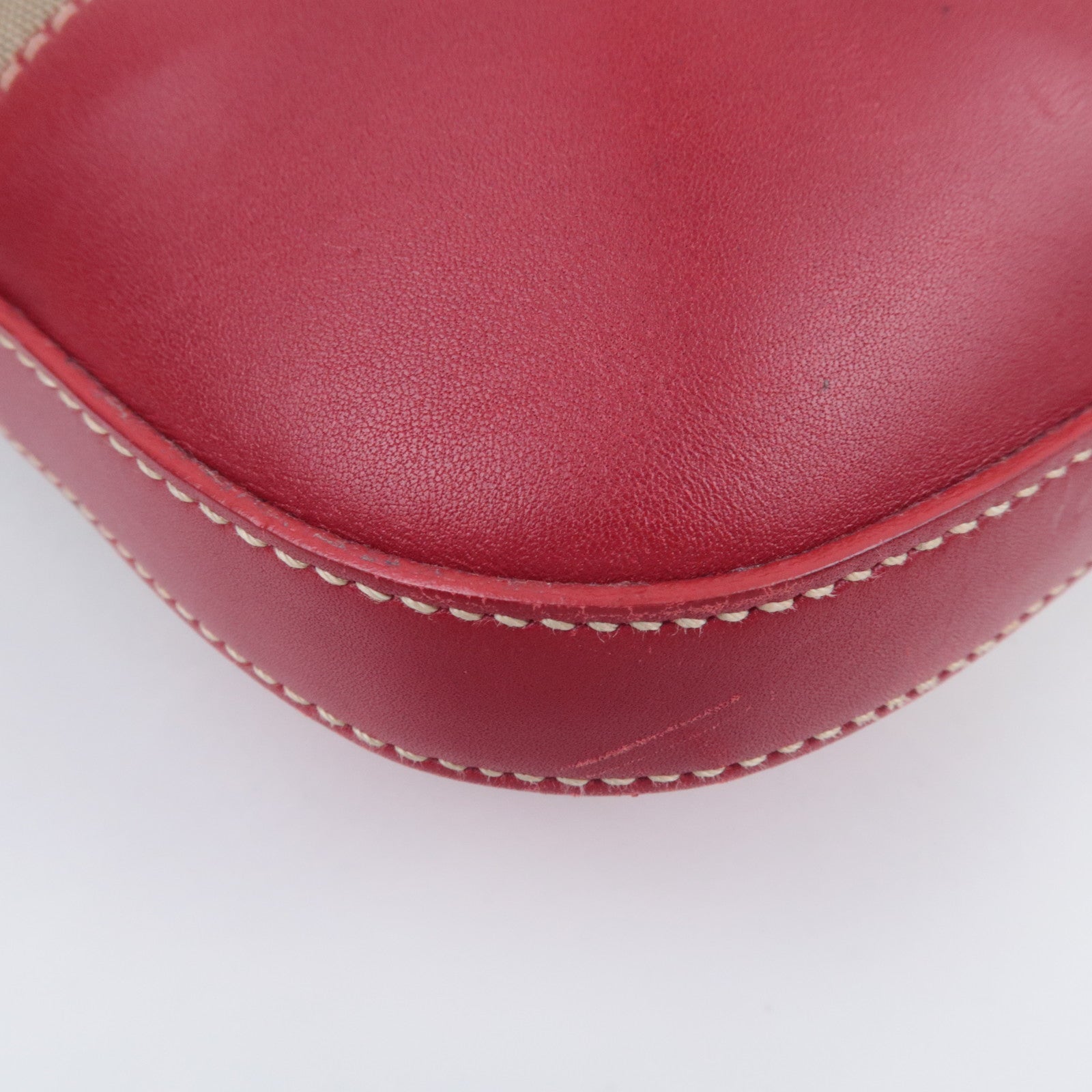 PRADA Logo Jacquard Shoulder Bag Beige Red