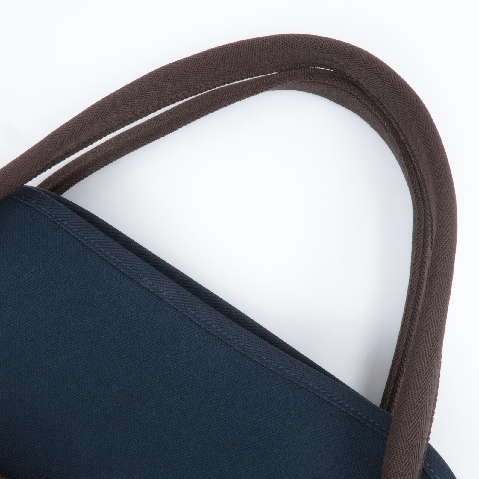 HERMES Sac De Pansage Groom 2Way Canvas Leather Tote Bag Navy Brown