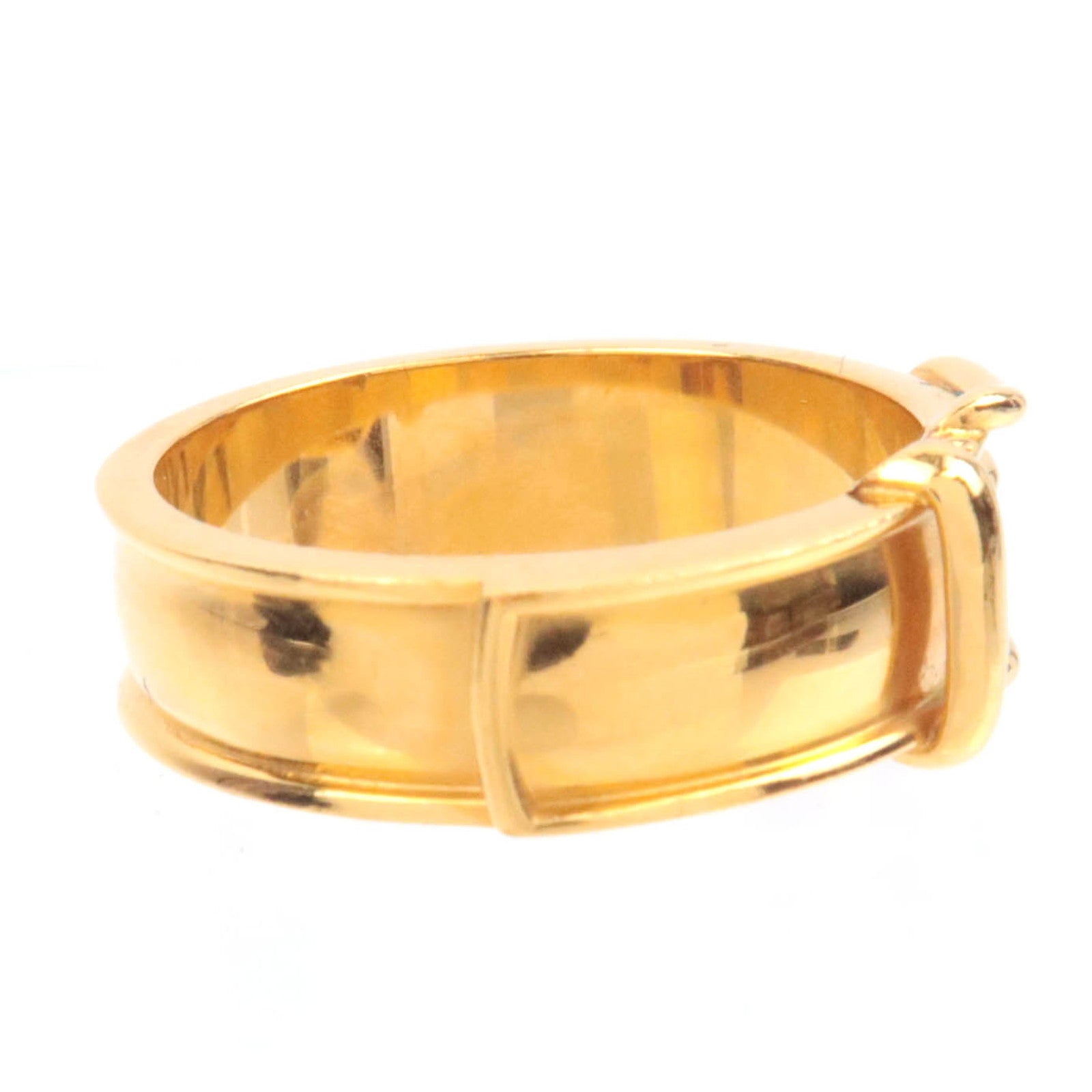HERMES Boucle Sellier Belt Shape Scarf Ring Gold Color