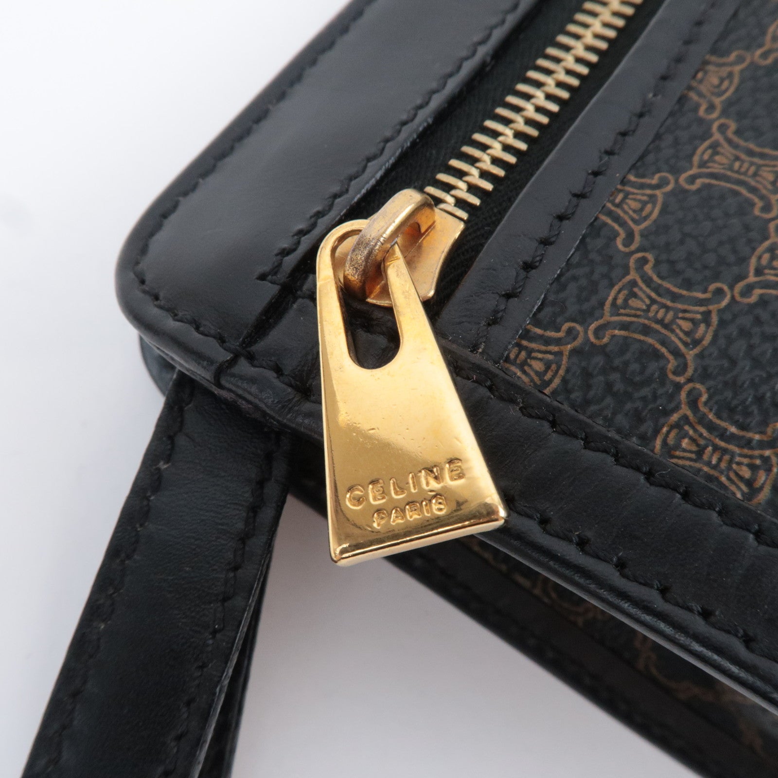 CELINE Macadam PVC Leather Clutch Bag Black