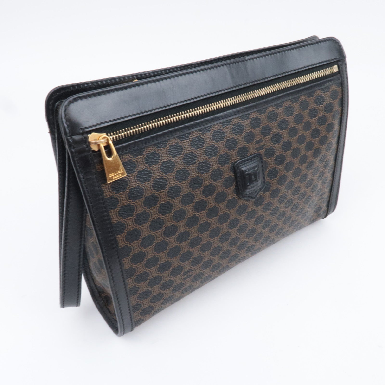 CELINE Macadam PVC Leather Clutch Bag Black