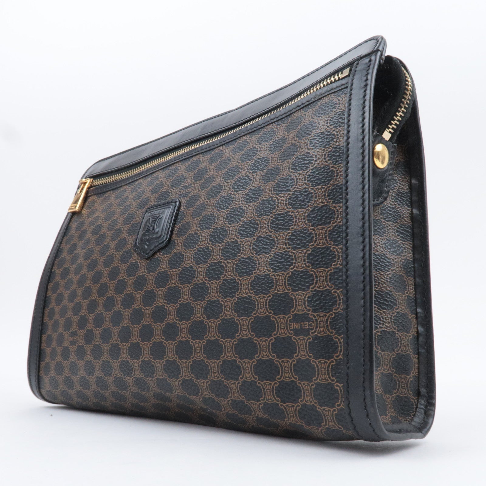 CELINE Macadam PVC Leather Clutch Bag Black