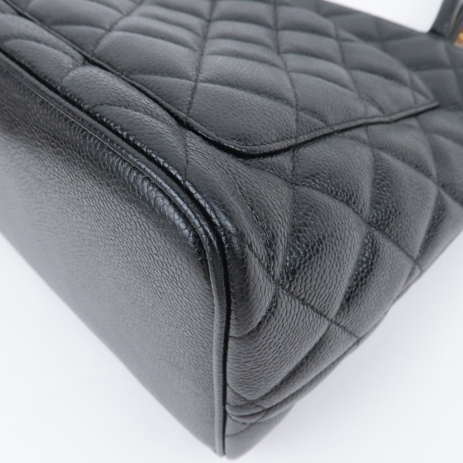 CHANEL Medallion Tote Caviarskin Black Gold HDW A01804
