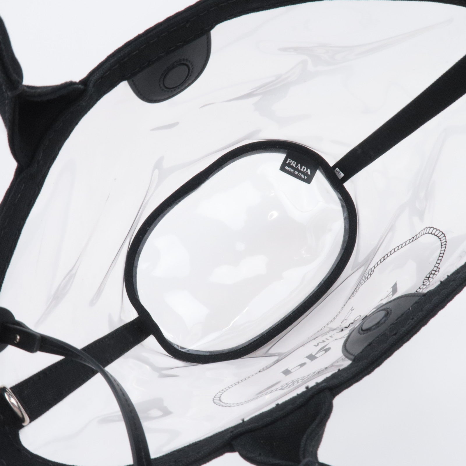 PRADA Canapa Clear Tote Bag Black
