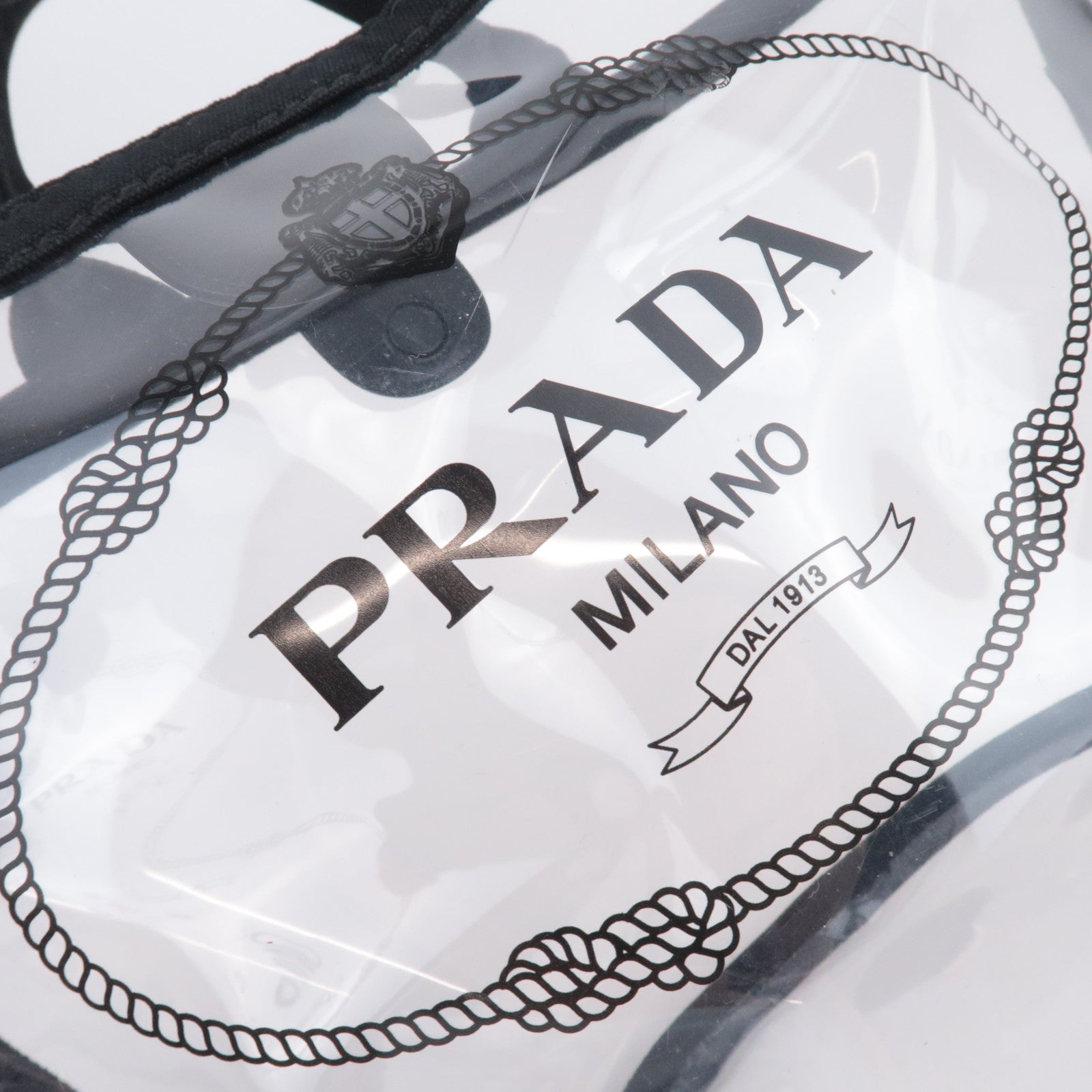 PRADA Canapa Clear Tote Bag Black