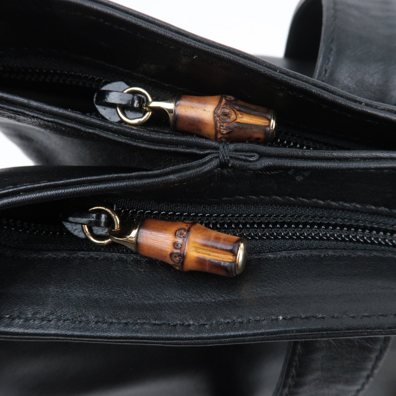 GUCCI Bamboo Leather Tote Bag Black 002.14.0287