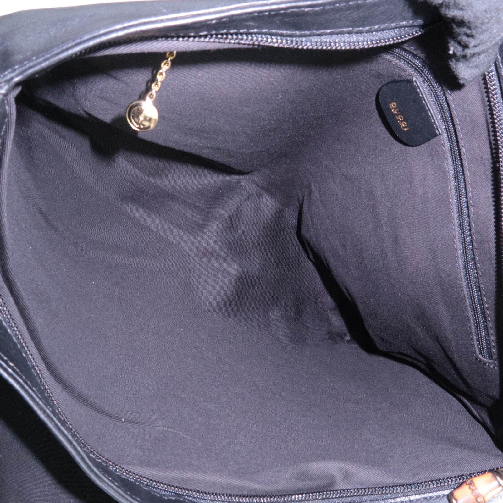 GUCCI Bamboo Leather Tote Bag Black 002.14.0287