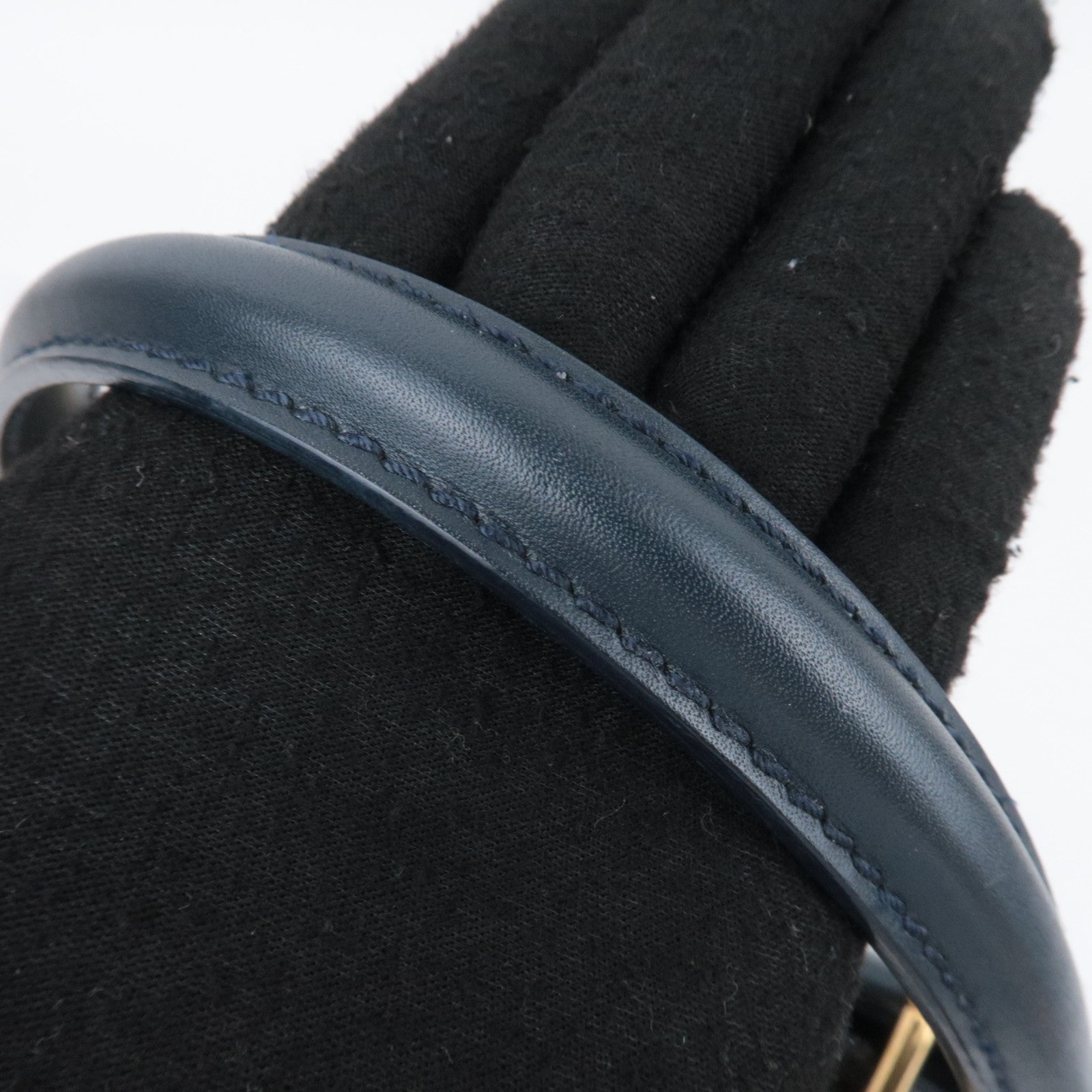 FENDI Peekaboo Regular 2Way Leather Handbag Navy 8BN226