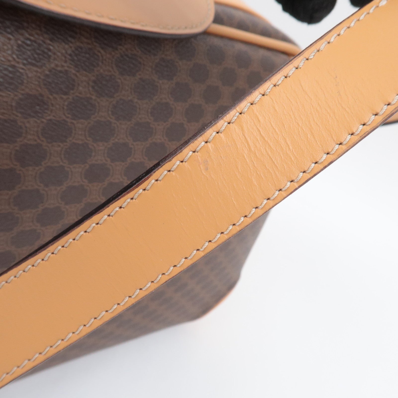 CELINE Macadam PVC Leather 2Way Handbag Travel Bag Brown