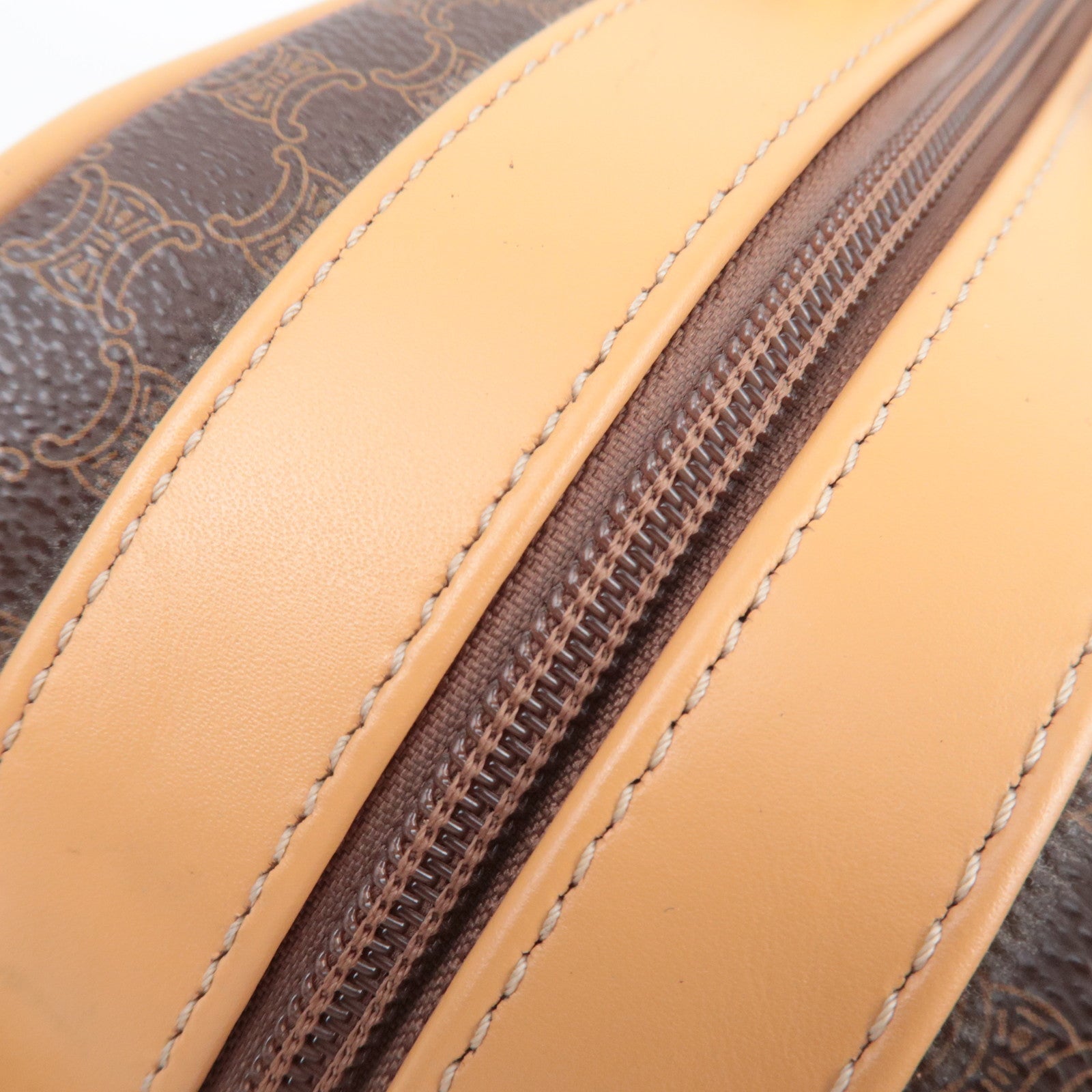 CELINE Macadam PVC Leather 2Way Handbag Travel Bag Brown