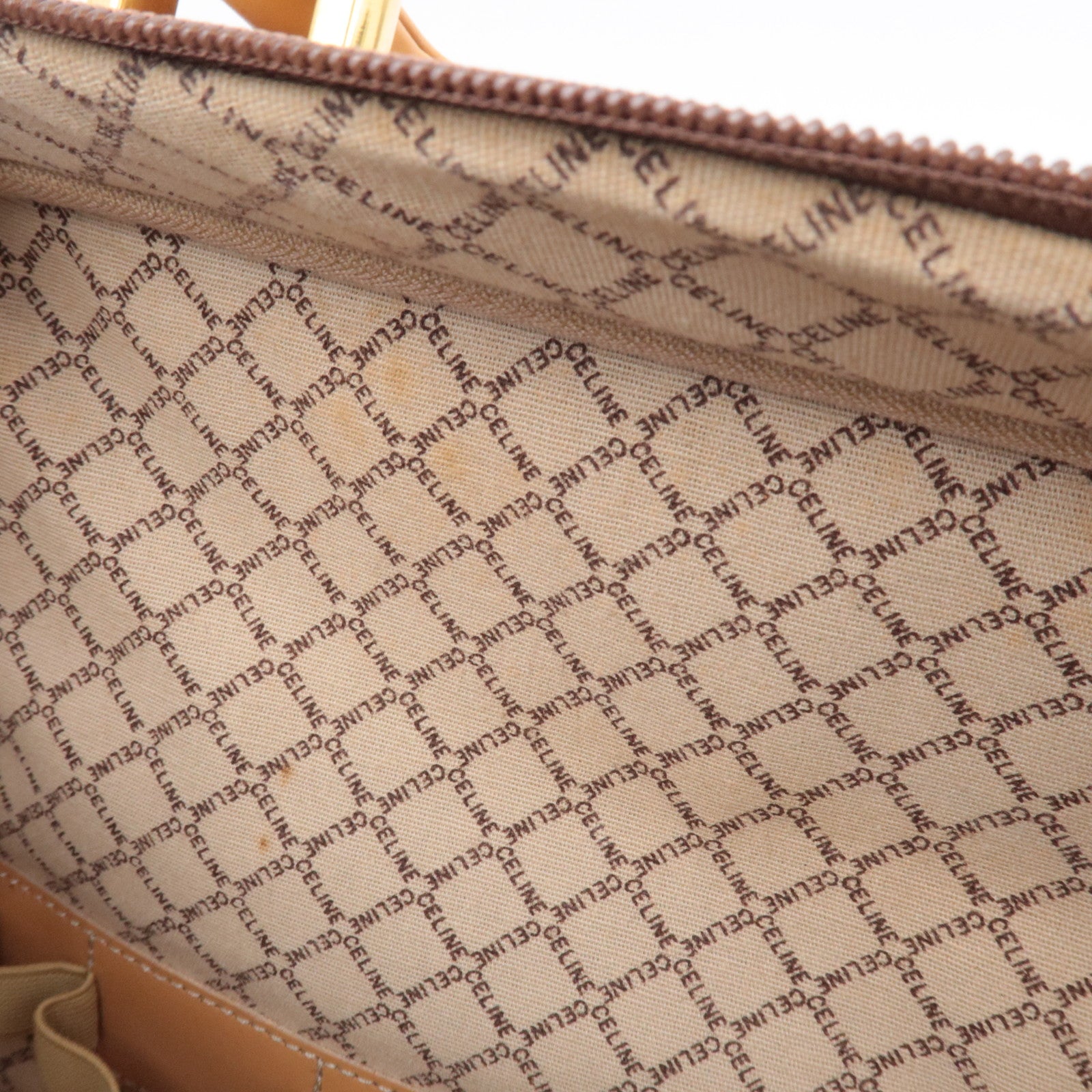 CELINE Macadam PVC Leather 2Way Handbag Travel Bag Brown
