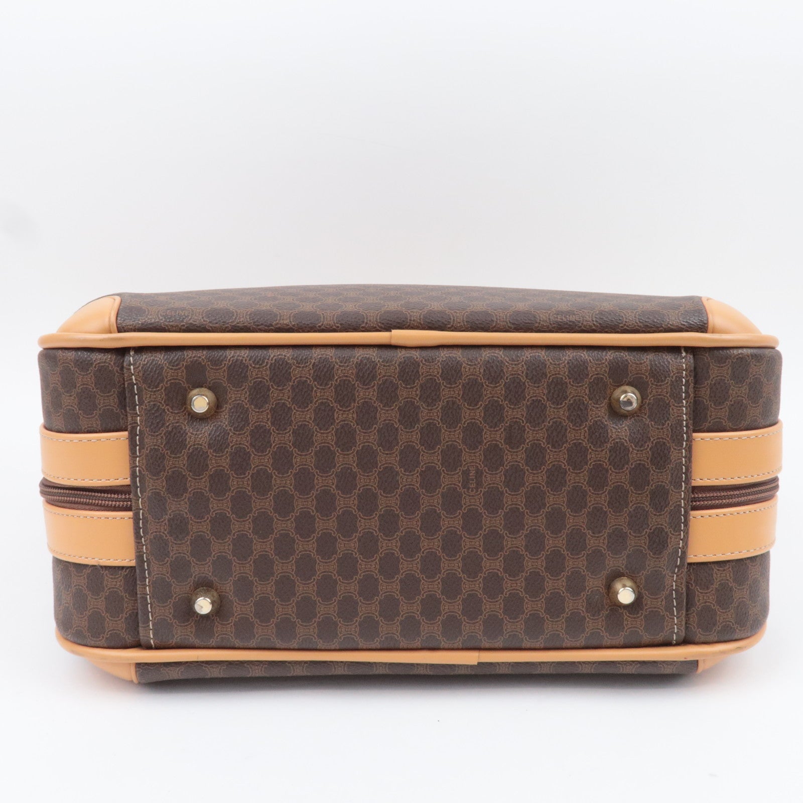 CELINE Macadam PVC Leather 2Way Handbag Travel Bag Brown