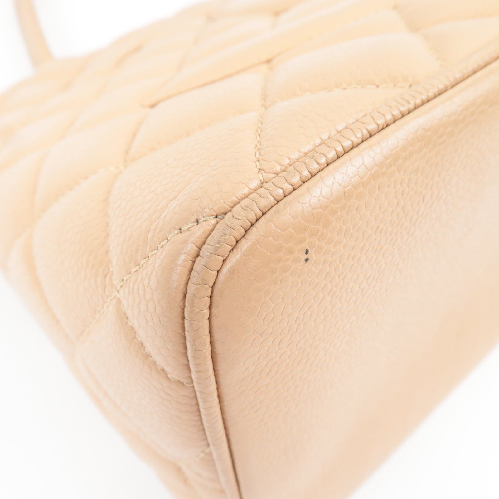 CHANEL Medallion Tote Bag Caviarskin Beige Gold HDW A01804
