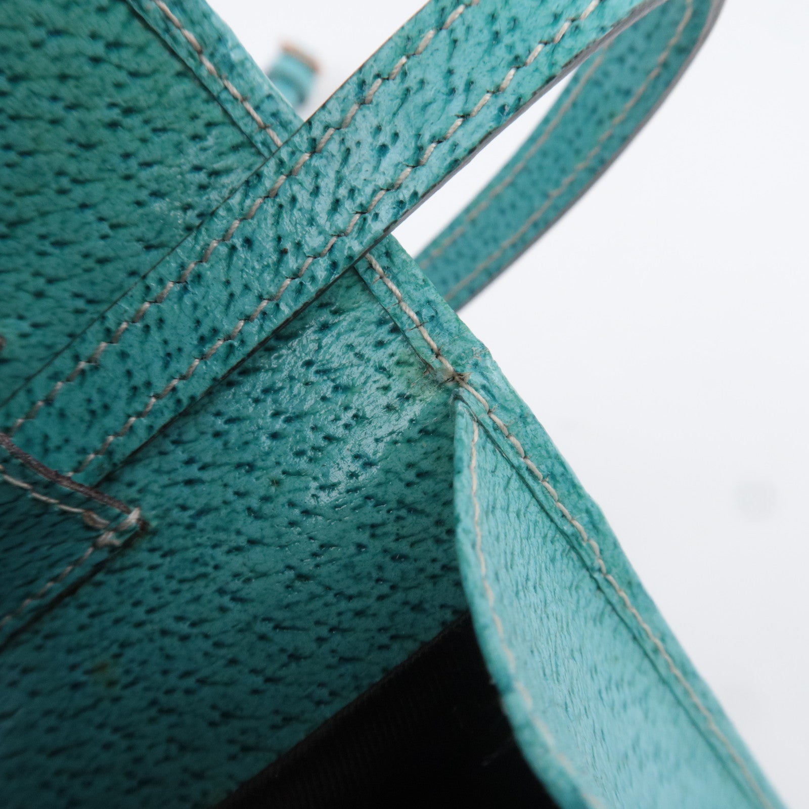 GUCCI Bamboo GG Canvas Shoulder Bag Beige Turquoise 117594