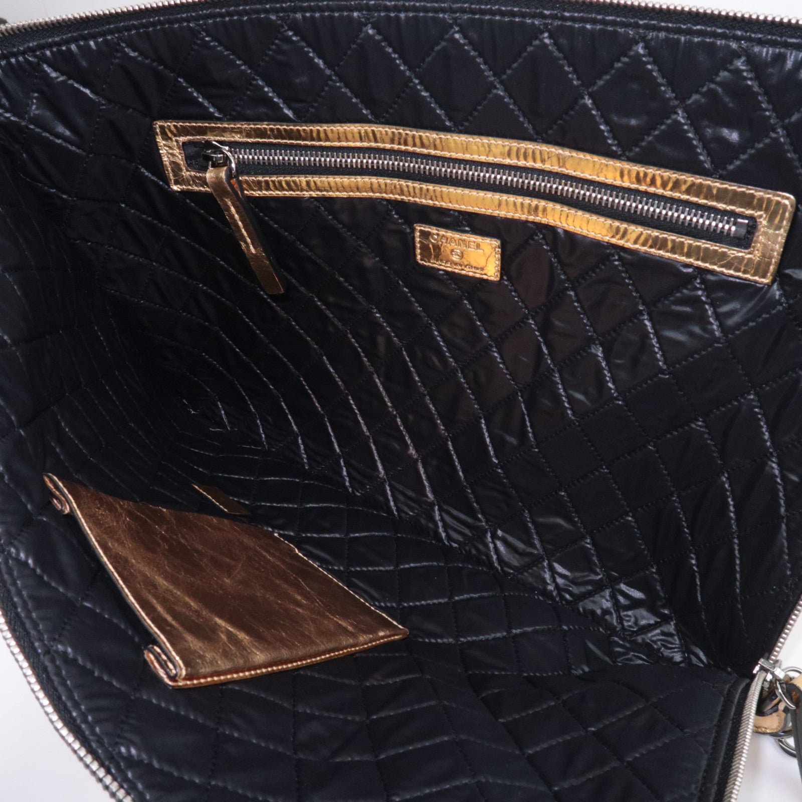CHANEL Leather Clutch Bag Gold