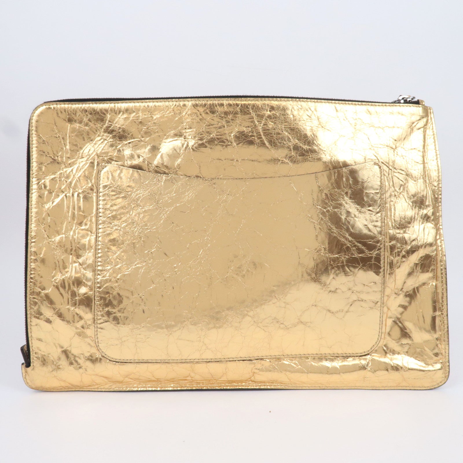 CHANEL Leather Clutch Bag Gold