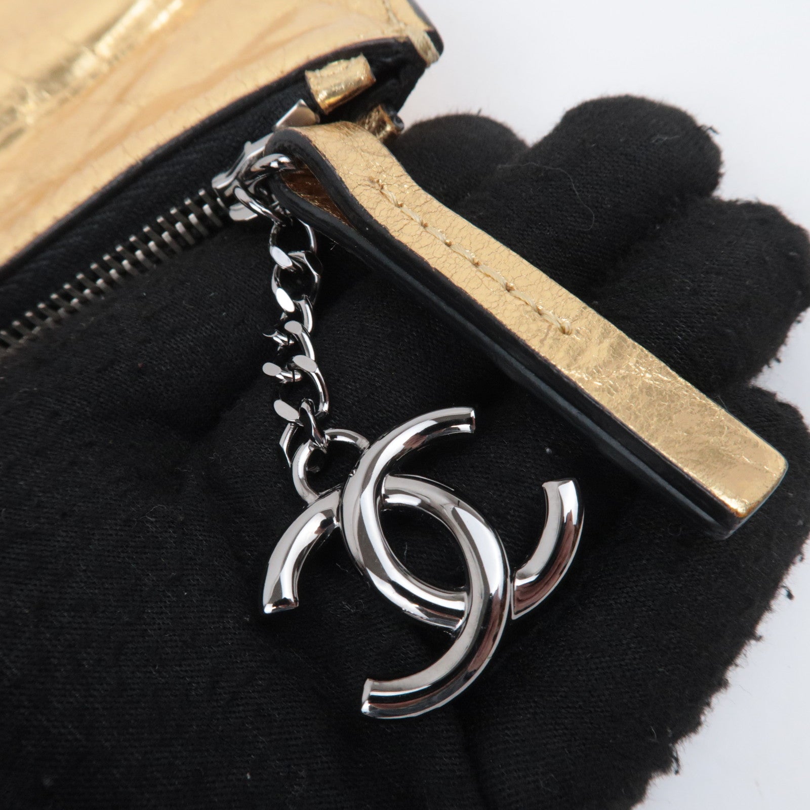 CHANEL Leather Clutch Bag Gold