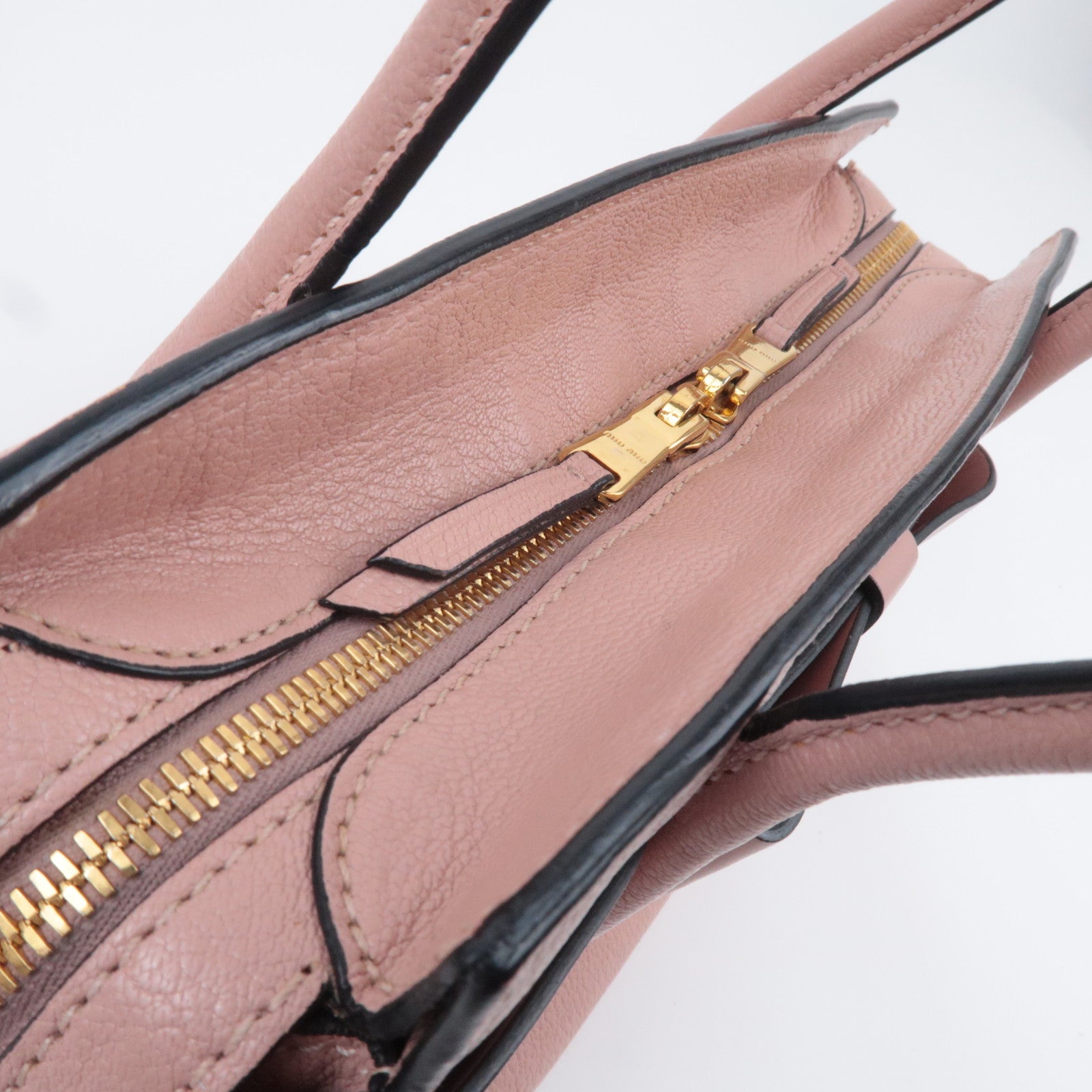 MIU MIU Ribbon Madras Fiocco Leather Handbag Pink 5BA056