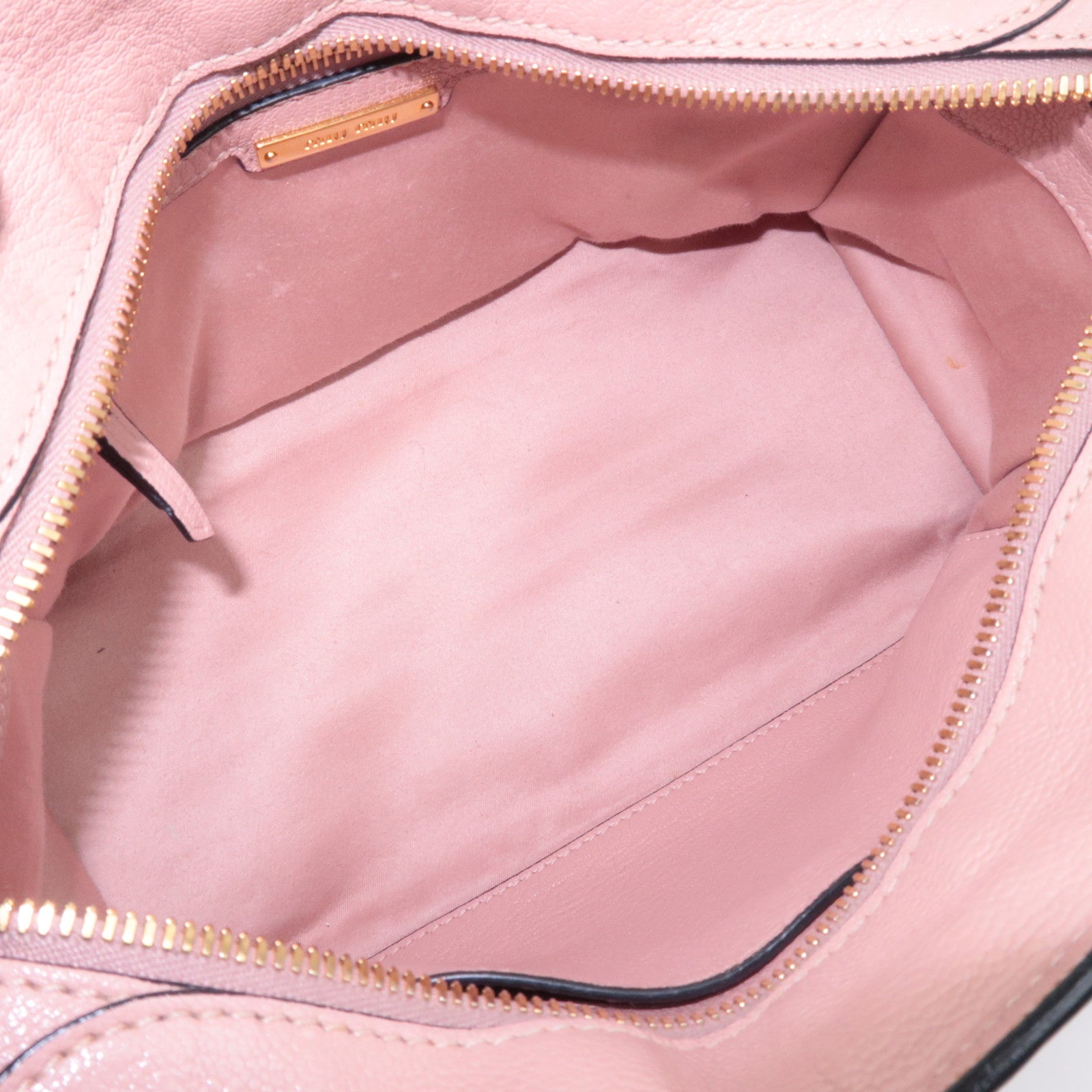 MIU MIU Ribbon Madras Fiocco Leather Handbag Pink 5BA056