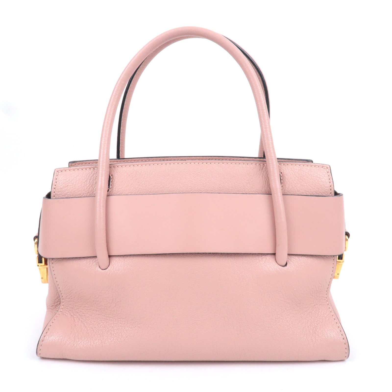 MIU MIU Ribbon Madras Fiocco Leather Handbag Pink 5BA056