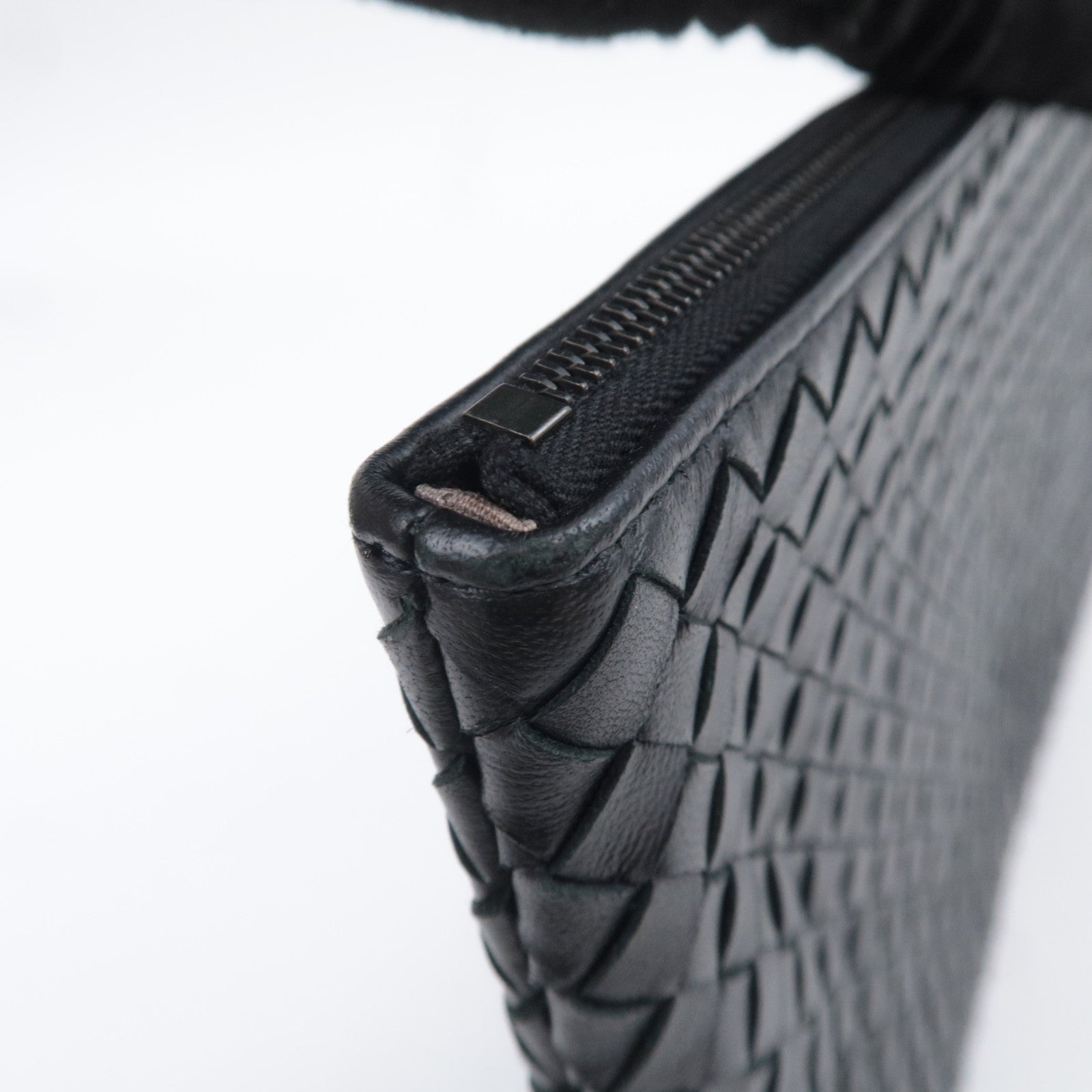 BOTTEGA VENETA Intrecciato Leather Clutch Bag Black