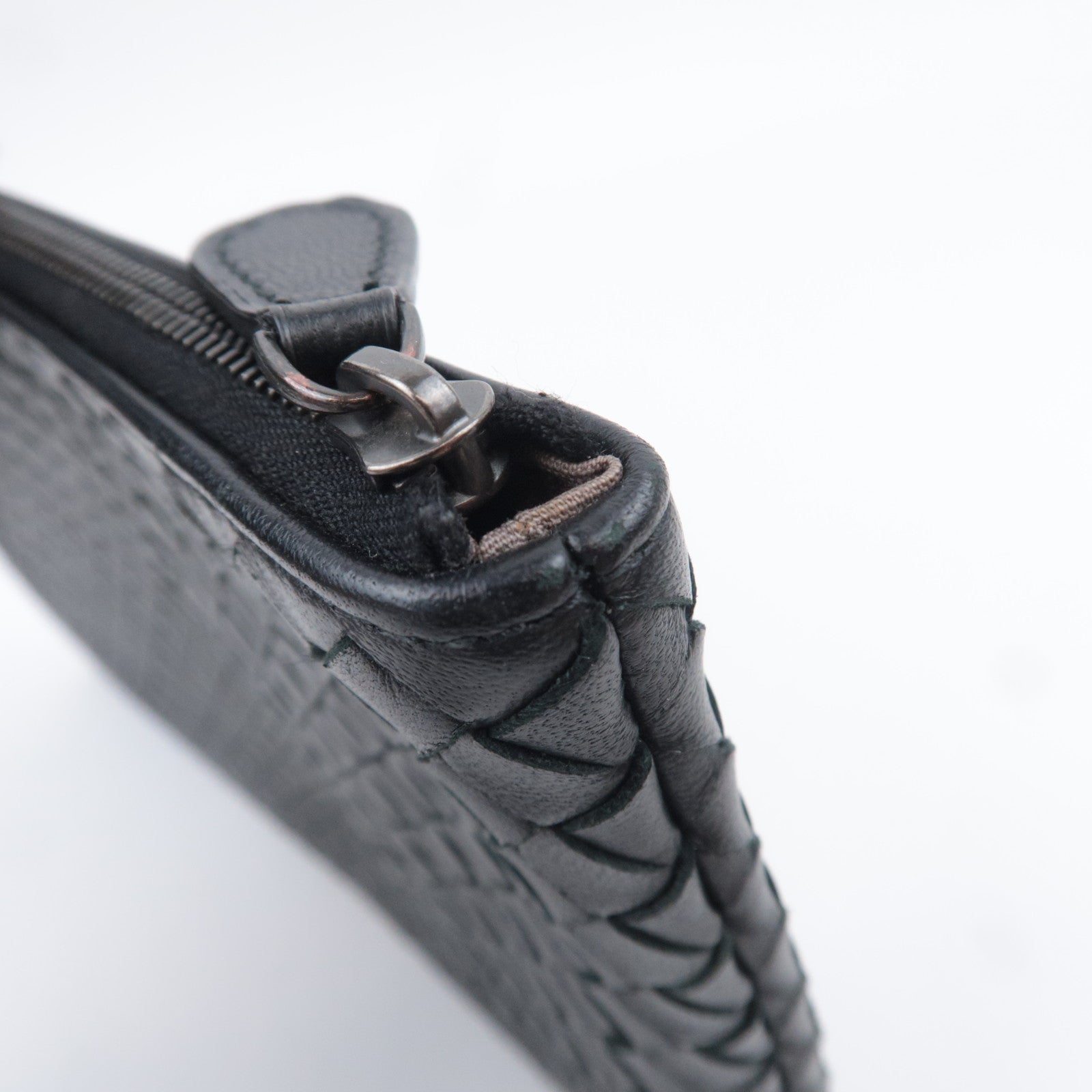 BOTTEGA VENETA Intrecciato Leather Clutch Bag Black