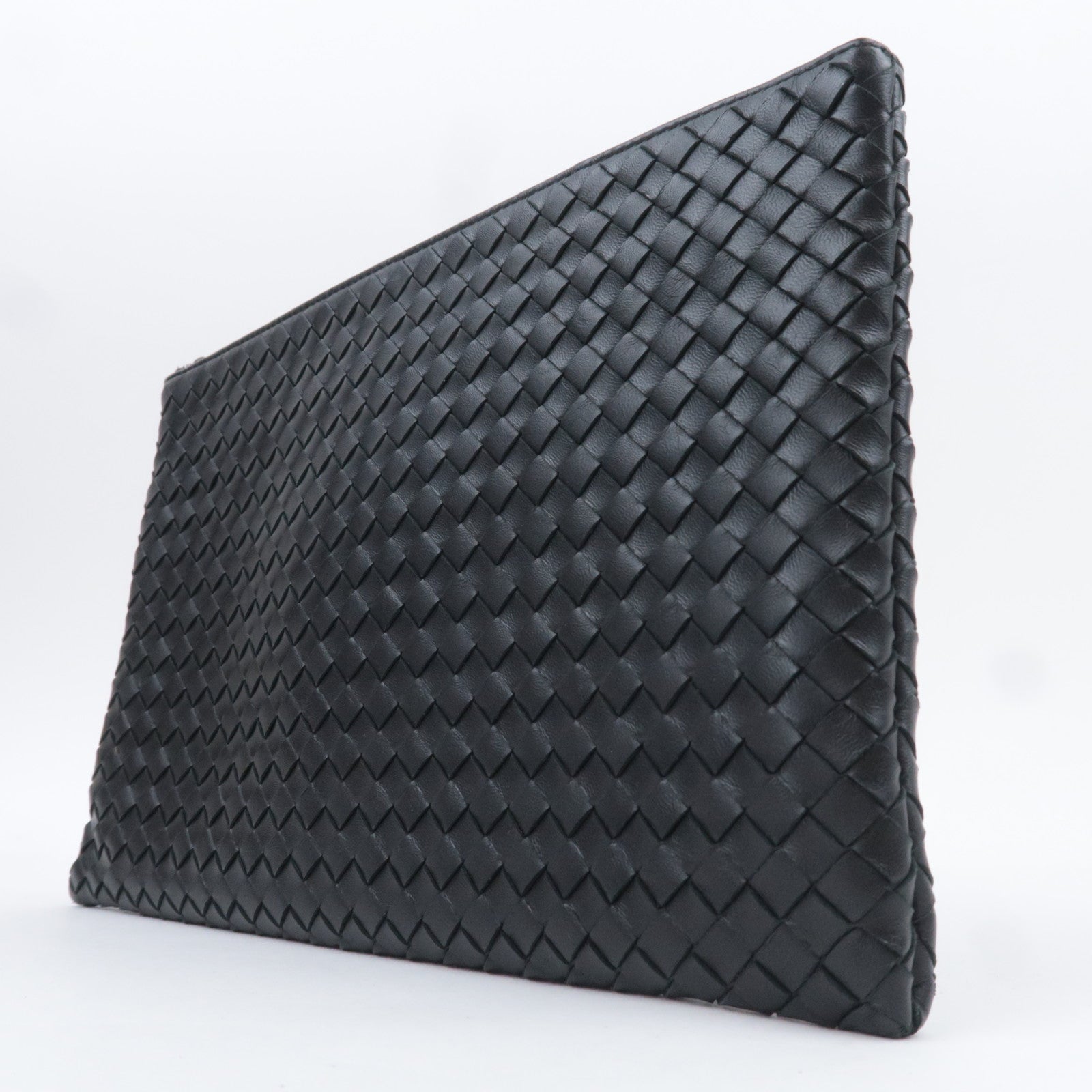 BOTTEGA VENETA Intrecciato Leather Clutch Bag Black