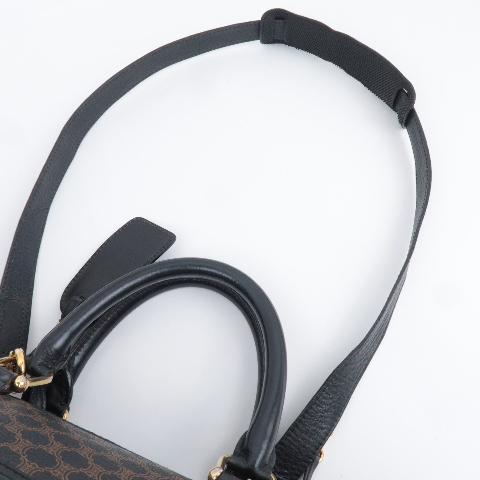 CELINE Macadam 2Way PVC Leather Boston Bag Black