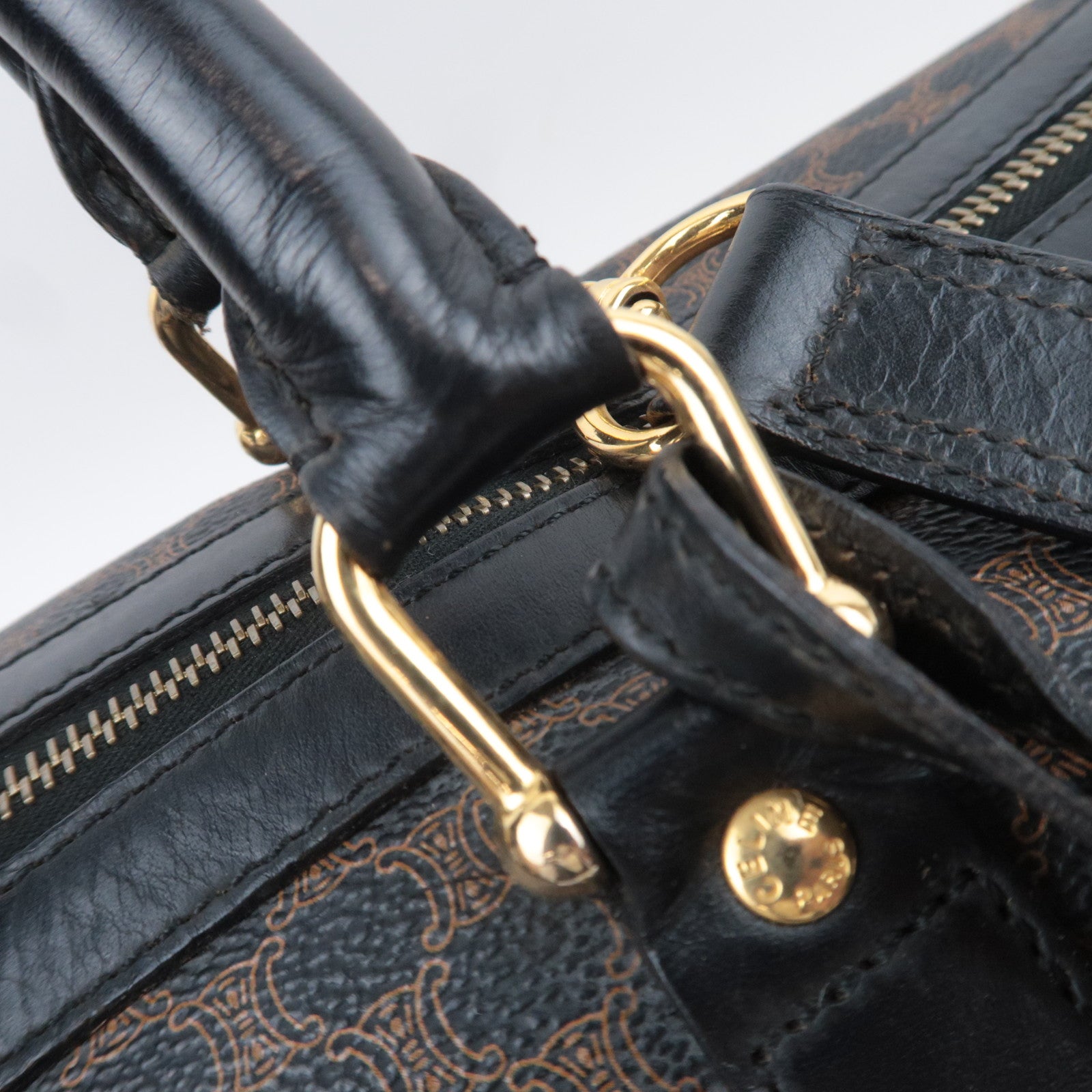 CELINE Macadam 2Way PVC Leather Boston Bag Black