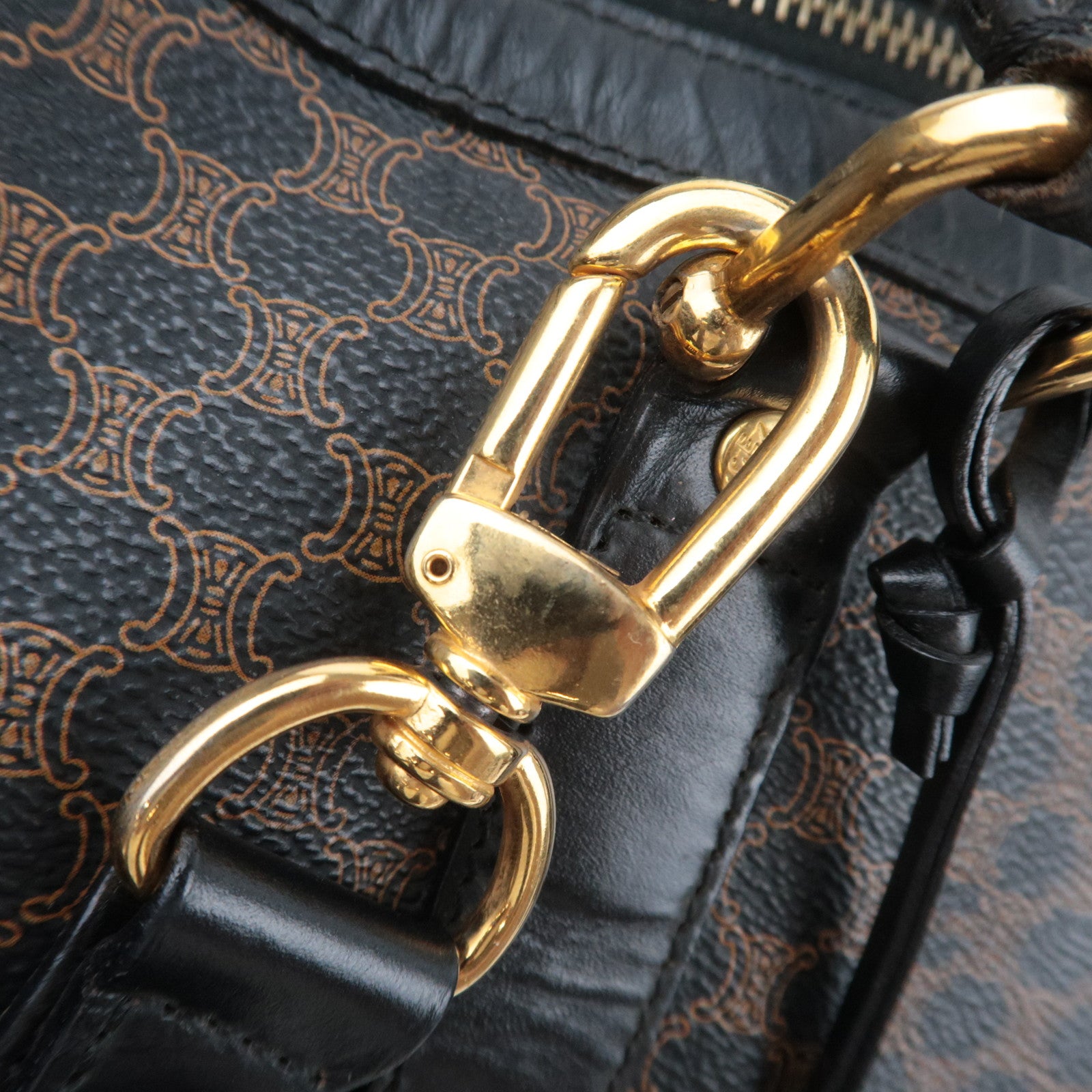 CELINE Macadam 2Way PVC Leather Boston Bag Black