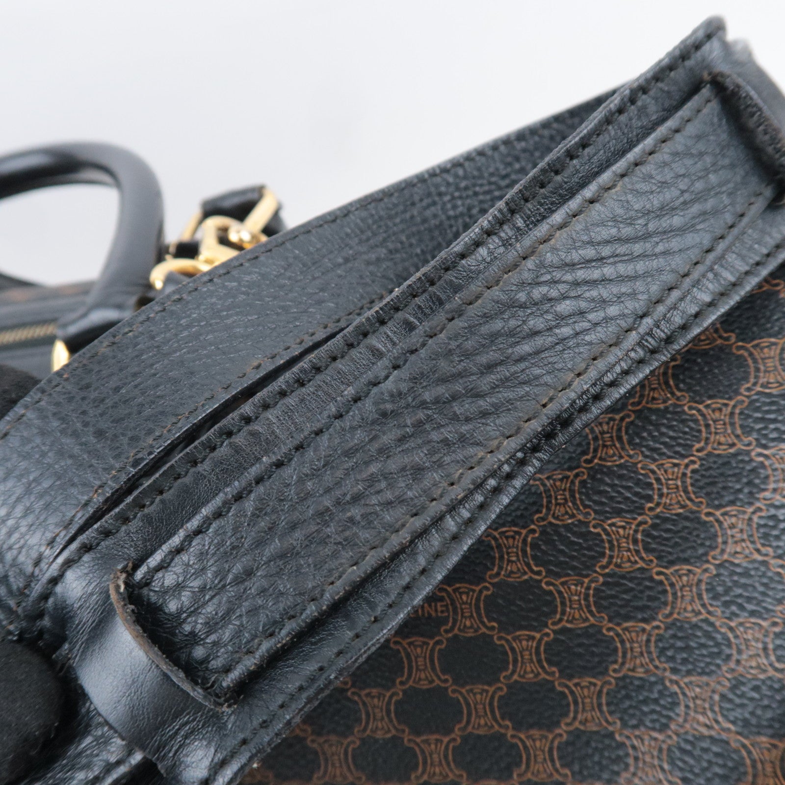 CELINE Macadam 2Way PVC Leather Boston Bag Black