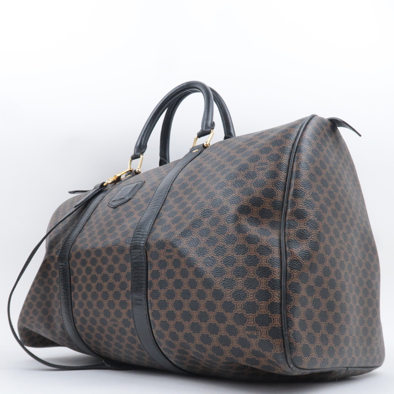 CELINE Macadam 2Way PVC Leather Boston Bag Black
