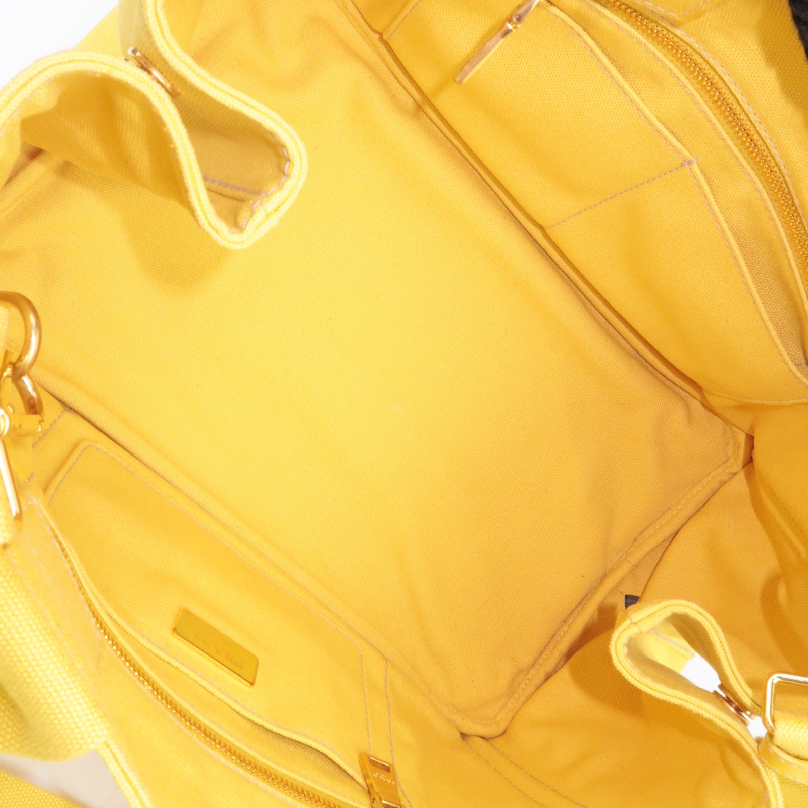 PRADA Canapa M 2Way Canvas Tote Bag Yellow BN2642