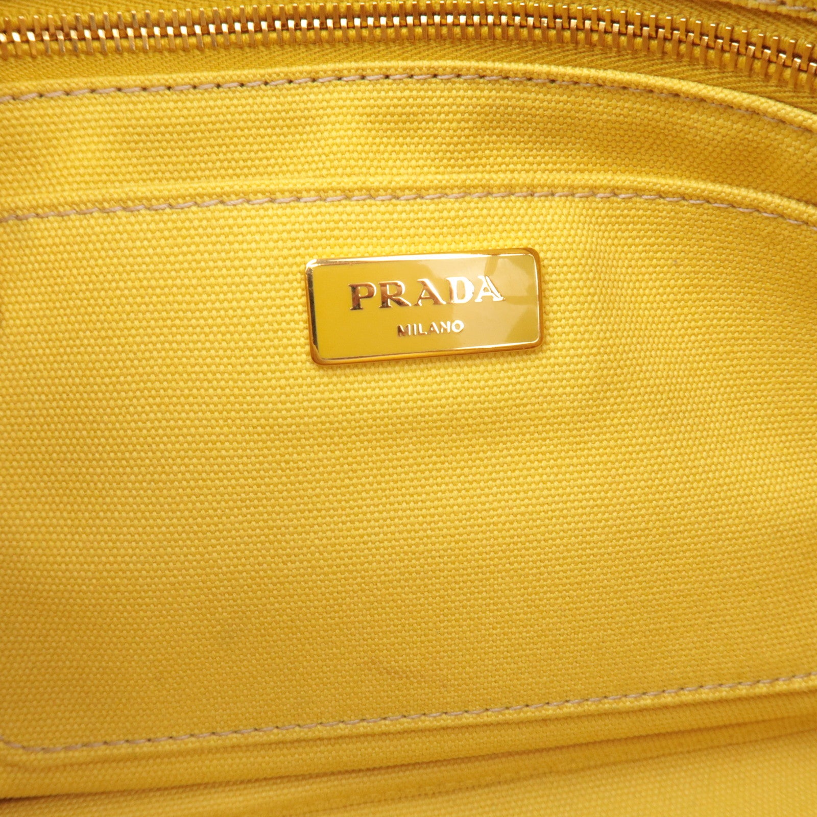 PRADA Canapa M 2Way Canvas Tote Bag Yellow BN2642