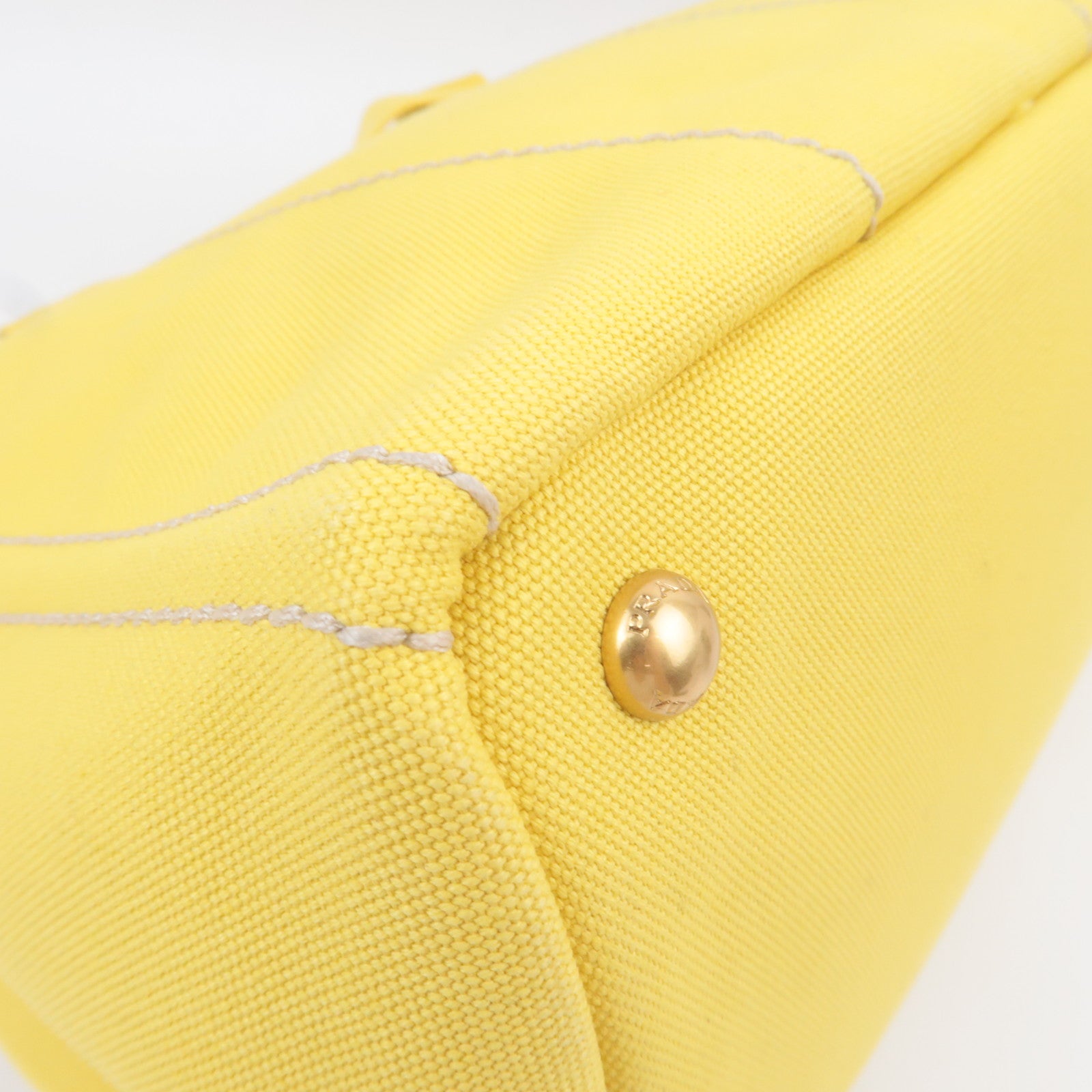 PRADA Canapa M 2Way Canvas Tote Bag Yellow BN2642