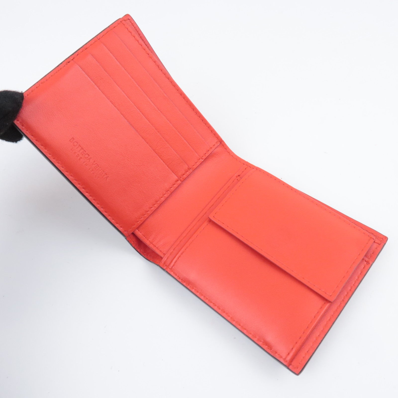 BOTTEGA VENETA Intrecciato Leather Wallet Black Red