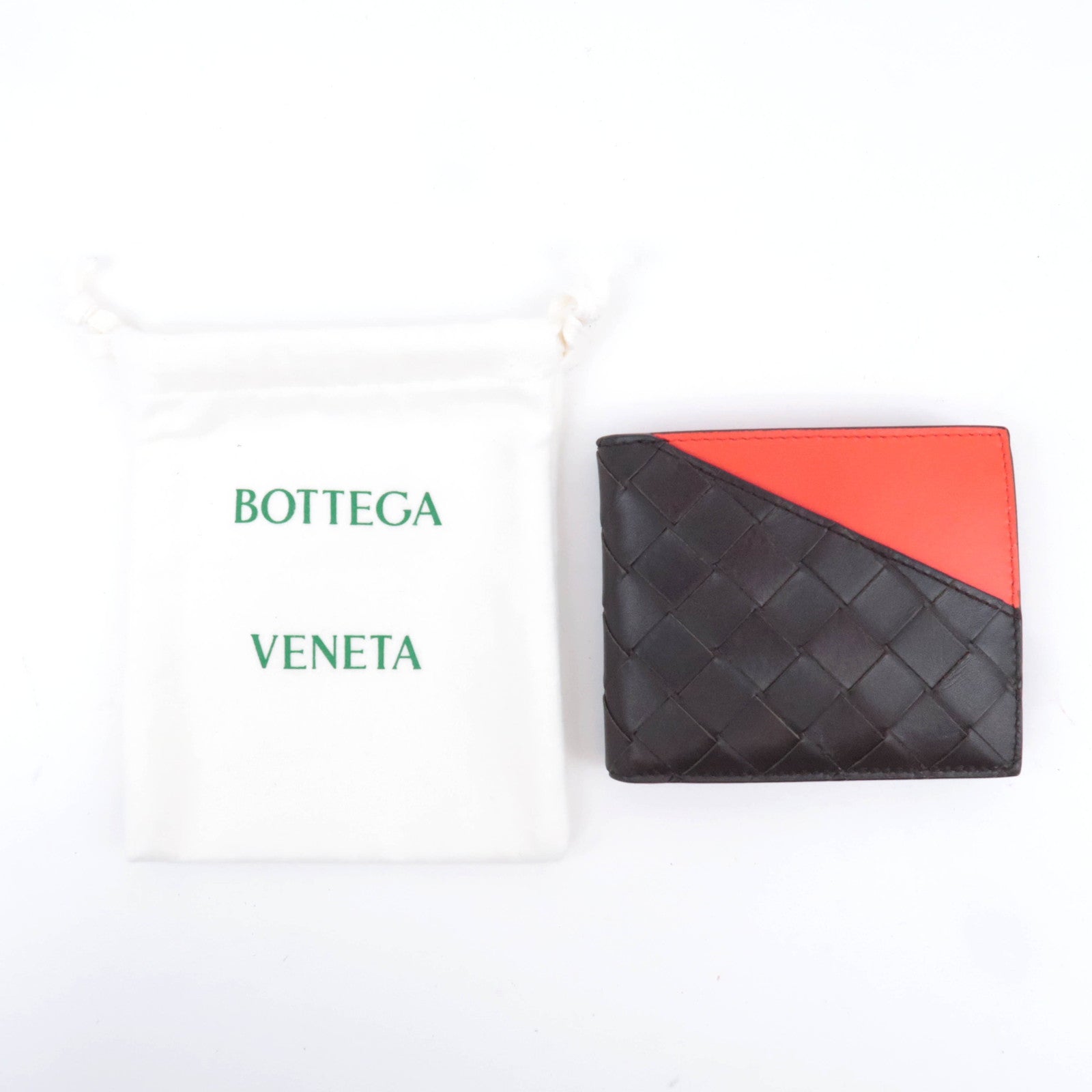 BOTTEGA VENETA Intrecciato Leather Wallet Black Red