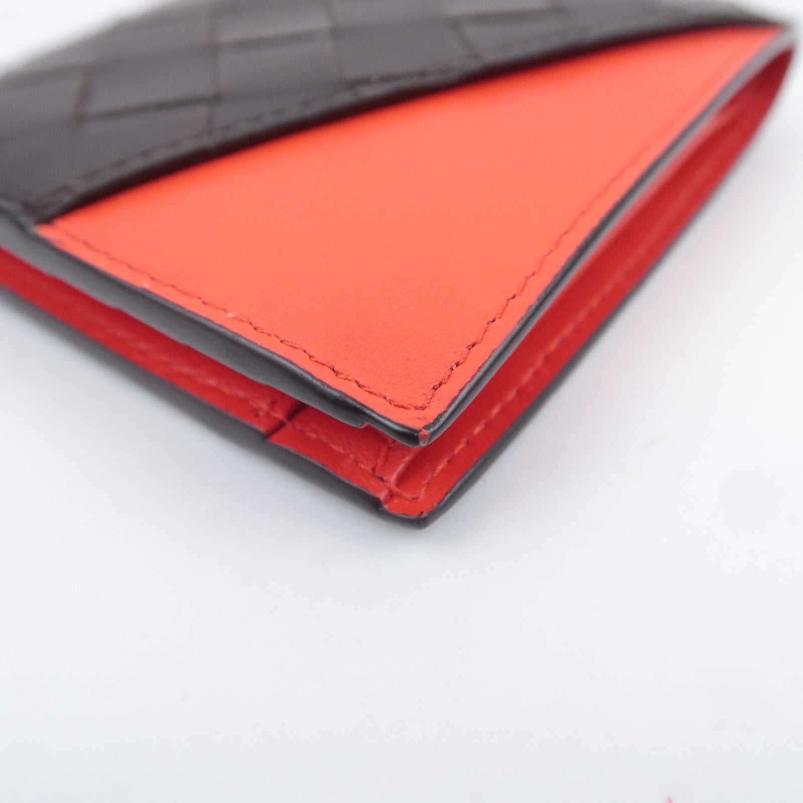 BOTTEGA VENETA Intrecciato Leather Wallet Black Red